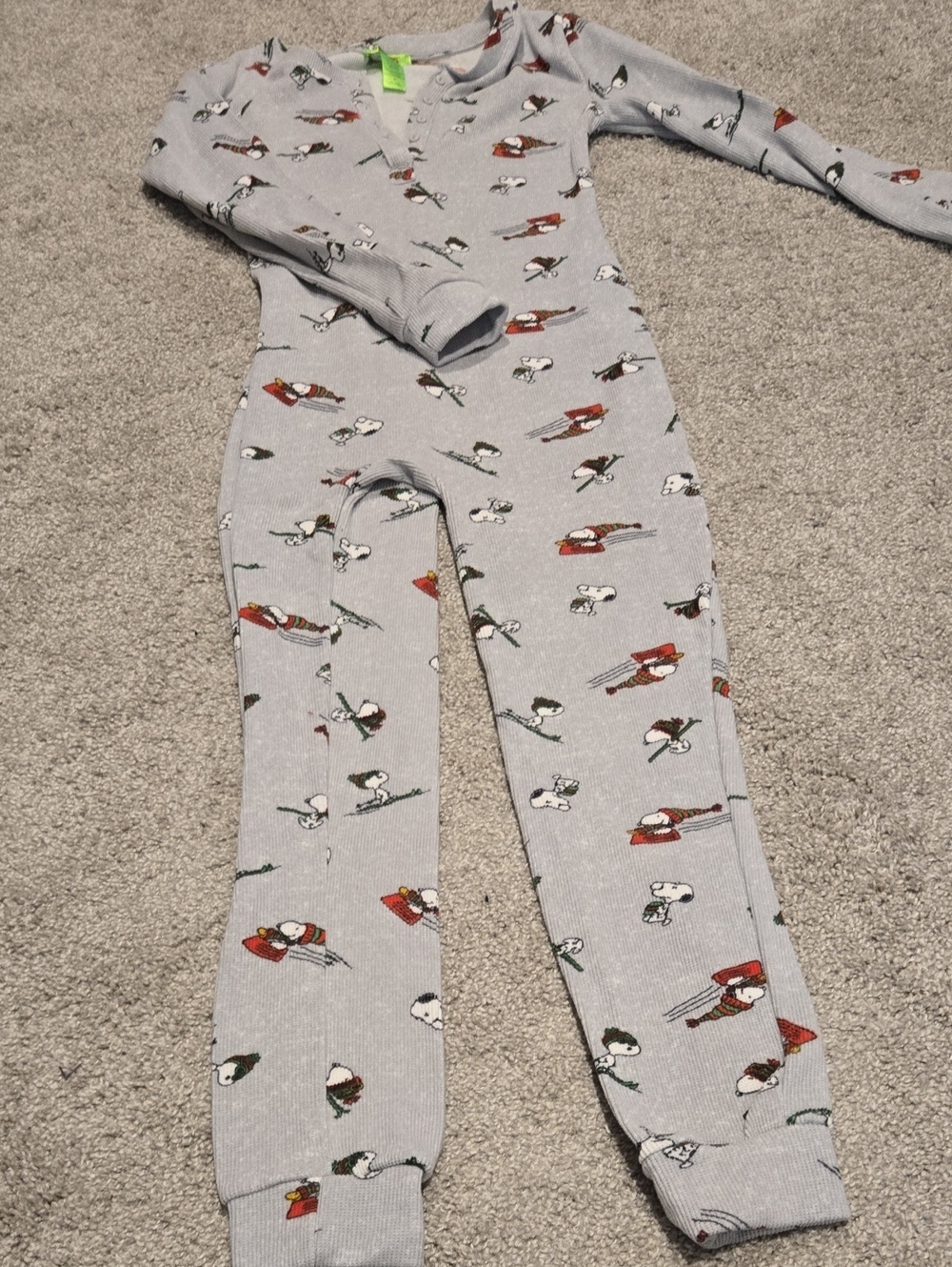 Peanuts (Snoopy) Women's One-Piece Thermal Jumpsuit with Winter Ski Print
